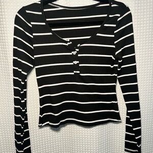 Striped Black and White Women's Top